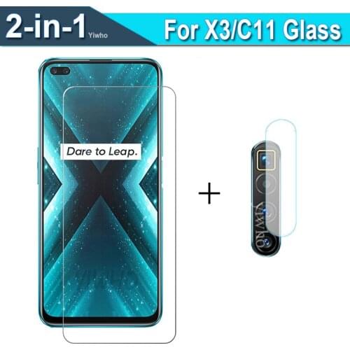 2in1 Camera Len Glass For OPPO Realme C11 Glass On Realme X3 SuperZoom Protective Glas Tempered Realmi C 11 X 3 Screen Protector