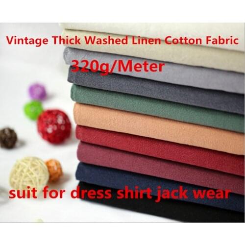 320g/meter Vintage Thick Washed Linen Cotton Fabric Soft Wrinkle Unaffected Dress Shirt Jack Wear Fabric Craft Table projects
