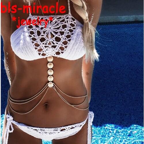 Bls-miracle Bohemia Fashion Jewelry Gold Color Punk Flower Body Chain For Women Sexy Statement Body Chains Accessories BN-11