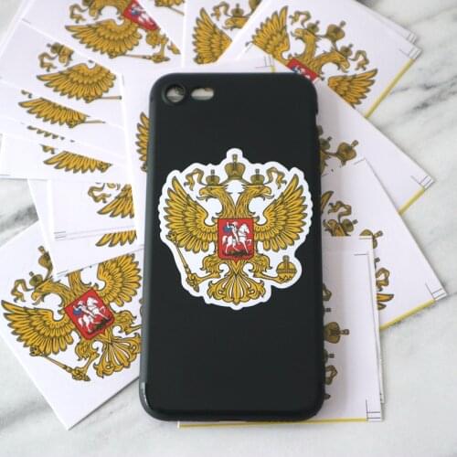 CS-710#6.5*5cm coat of arms of russia funny car sticker colorful printed decal for auto car stickers styling car decoration