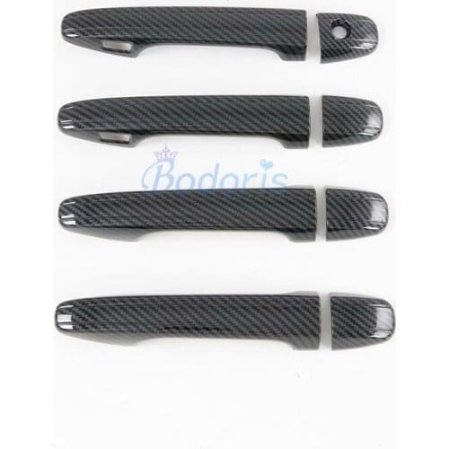 Carbon Fiber Color Door Handle Cover With Smart Hole Protective Grab Holder Frame Strips 2015-2020 For Toyota Sienna Accessories