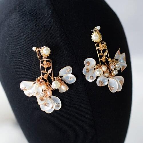 European Beading Brides Ear Clip Evening Woman Pearls Wedding Earrings Prom Hair Jewelry