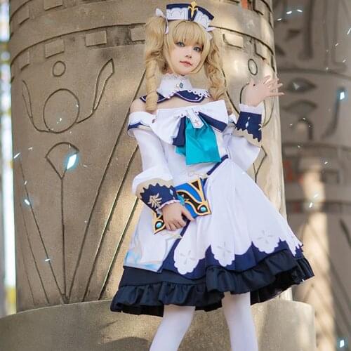 Game Genshin Impact Shinning Idol Priest Barbara Cosplay Costume Anime Fancy Outfits Women Dress Halloween Carnival Uniforms