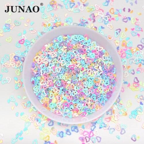 JUNAO 10g Mix Color Glitter Flakes Heart Nail Sequins Stickers Face Nail Art Decoration Sequin Paillette Scrapbook Crafts