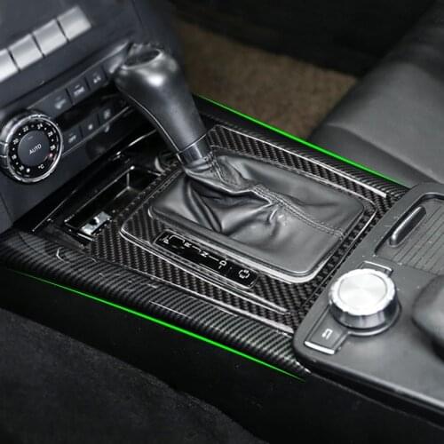Carbon Style Car Interior Center Control Gear Shift Panel Frame Cover Sticker Trim For Mercedes Benz C GLK Class W204 X204