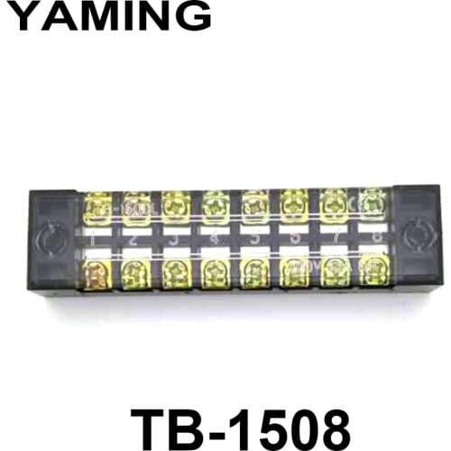 50PCS/lot TB-1508 Connection Terminal 15A/8P Fixed Type Terminal Block Connector Row Conductor with Plate TB series