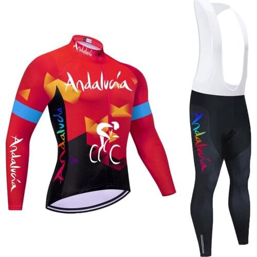 Long Sleeve Andalucia Cycling Jersey Set Racing Bike Clothes Wear Maillot Ropa Ciclismo MTB Bicycle Cycling Clothing Suit