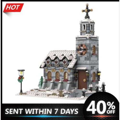 Street View little winter church Constructor Educational Toys Building Blocks Bricks For Children Kids Christmas Gifts
