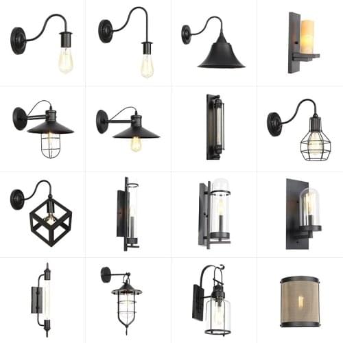 Indoor Outdoor Vintage Waterproof Ac110v-240v E27 Led Bulb Black Metal Body Retro Light Foyer Passageway Loft Wall Lamp