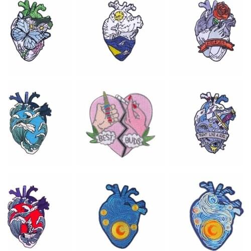 DIY heart Fashion Patches Embroidered Patches For Clothing on Jacket Patch Fusible For Vetement Iron Sewing Accessories Patch