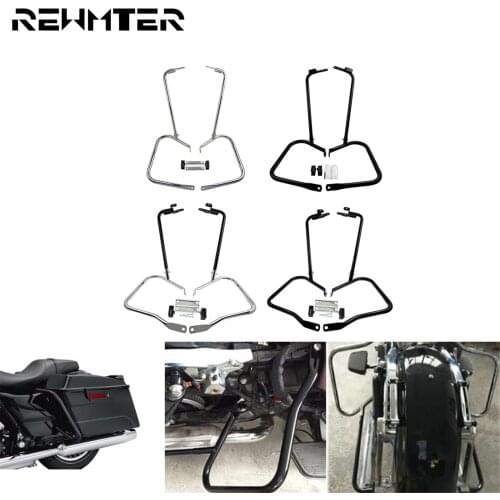 Motorcycle Black/Black&Chrome Saddle Bag Bracket Guard W/ Support Bar For Harley Touring Road Electra Street Glide 1997-08 14-20