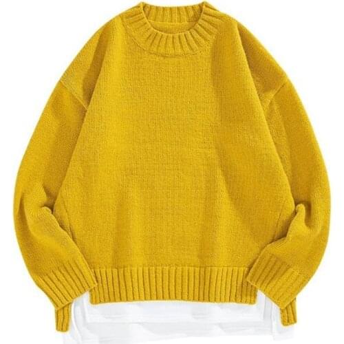 Mens pullover sweater autumn winter mens sweater Casual solid color round neck knitted sweater pullover