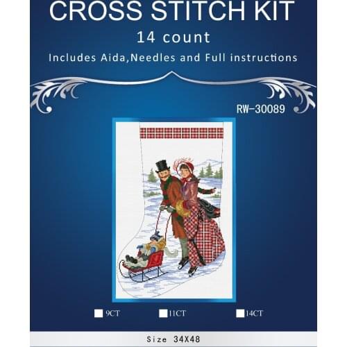 Oneroom Christmas sock style Needlework Crafts 14CT embroidery Counted Cross Stitch Kit Oil Painting JCA 854