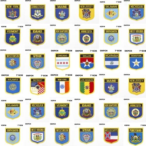 Iron on Patch Maine New Jersey Delaware Michigan Vermont State Idaho New Hampshire Minnesota South Dakota West Virginia Wiscon