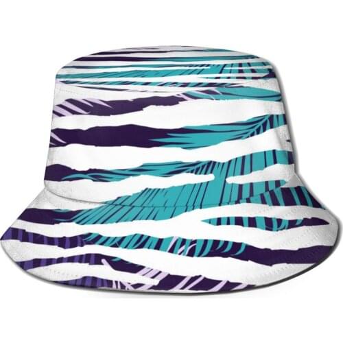 CINESSD 2021 Colorful Zebra Exotic Animal And Palm Leaves Bucket Hat Bob Fisherman hat Outdoor Travel Sun Visor Fashion Panama