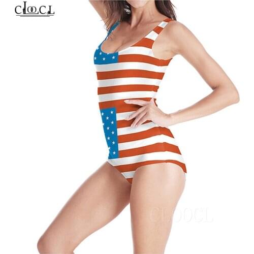 Hot Sportswear Swimming Suit For Women Sleeveless Sexy Swimsuit American Flag Swimwear 3D Print Beach One Piece Swimsuits badpak