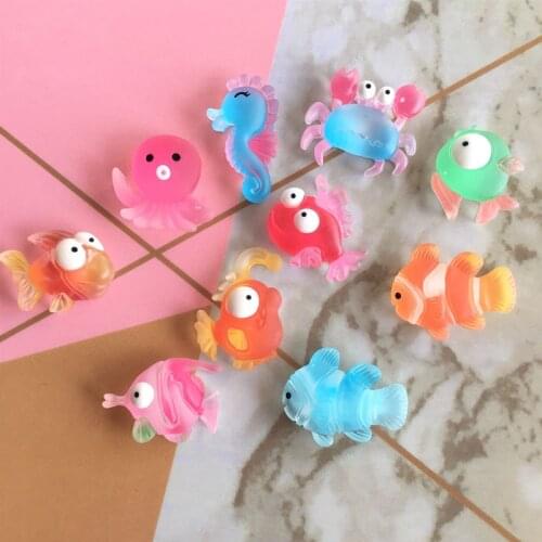 20Pcs Cute Color Resin Marine Life Series Patch Kids Hairpin DIY Phone Shell/Jewelry/Earrings Pendant Fridge Magnet Accessories