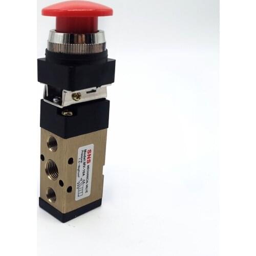 SNS MV-10A Spring-return Type Mechanical Valve 1/4'' Pneumatic Control Valve 2/5 Way Pushbutton Hand Control Valve