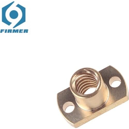 T8 Lead Screw H Nut Flange Brass Nut Pitch 1mm/2mm Lead1/2/4/8/10/12mm/14 Mm Trapezoidal Lead Screw Nut For CNC 3D Printer Parts