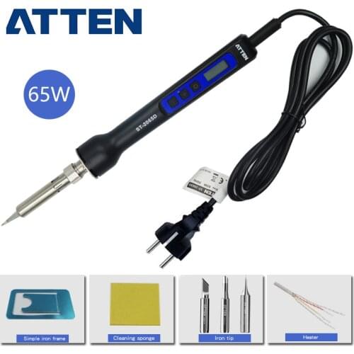 Atten 65W adjustable temperature portable electric soldering iron digital soldering station lcd display auto sleep from ST-2065
