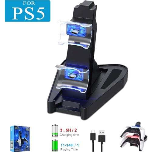 PS5 Controller Charger Stand Station For Sony Playstation 5 PS5/PS4 Pro/PS5 Slim Game Controller Dual USB LED ps 5 Charging Dock