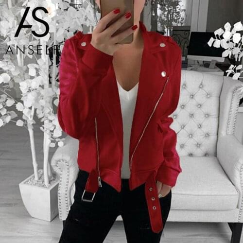ANSELF Fashion Long Sleeve Jacket Women Jacket Coat Solid Turn Down Collar Zipper Belt Thin Coat female Streetwear Plus Size 3XL