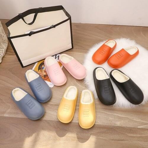 Women Indoor Winter Warm Slipper Waterproof Non-Slip Home Slippers Plush Non-Slips Ladies Soft Slipper Memory Foam Couples Shoe