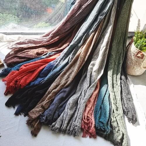 2020 Women Solid Color Hollow Out Pure Cotton Scarf crinkle scarf 10pcs/lot