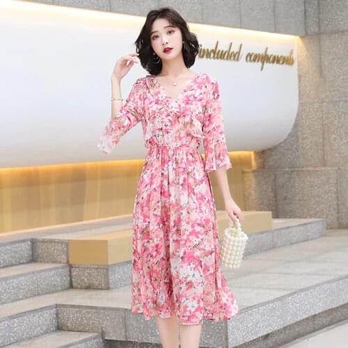 Women Long Floral Pink Dress Summer 2021 Runway Elegant Vintage Boho Korean Retro Fairy Casual Sea Beach Vacation Party Vestidos