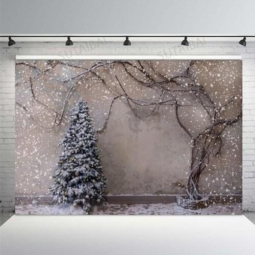 Winter Snow Portrait Backdrop Snowflake Background for Photography Photo Booth Studio Christmas Tree Wall Portrait Photocall