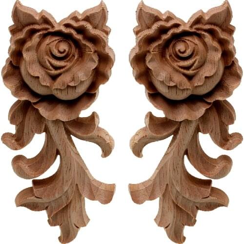 ZLX Wood Carved Corner Onlay Unpainted Applique Frame Door Decors Decal Chair Vintage Home Decoration Accessories Wooden