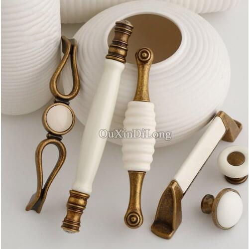 Hot 10PCS Furniture Ceramic Handles European American Style Drawer Wardrobe Cupboard Kitchen Cabinet Door Pulls Handles & Knobs
