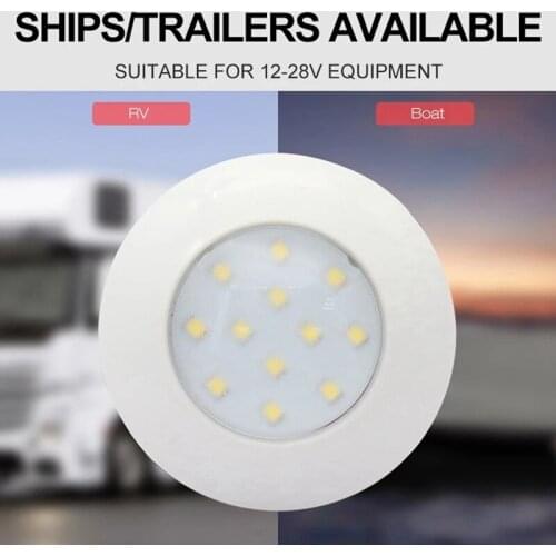 12V 12 LED Round Lights Interior light Car Round Ceiling Light Interior light for RV Boat Waterproof White Lights