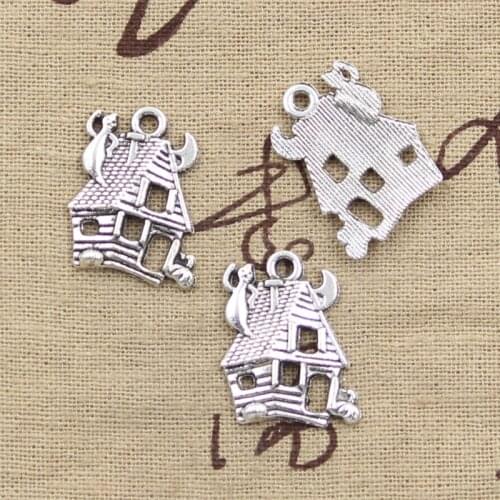 15pcs Charms Haunted House 23x19mm Antique Silver Color Plated Pendants Making DIY Handmade Tibetan Silver Color Jewelry