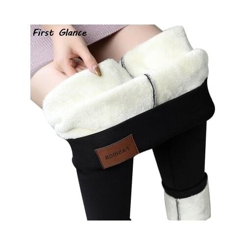 2020 New Large Size S-6XL Pure Color Cashmere Warm Leggings Women Autumn Winter Keep Warm Fleece Pants Skinny Pants
