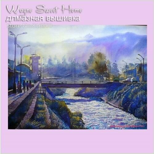 3d Diy Diamond Painting Mosaic Cross Stitch Diamond Embroidery Home Decoration Knitting Needlework Europe Blue Scenery Series