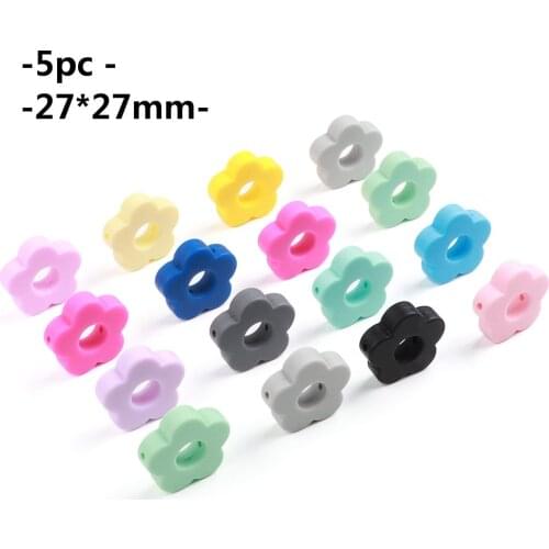 5pc Baby Chew Teether Bead Teething Silicone Flower DIY Teether Clips Soother Chain Nursing Toy Accessories BPA FREE Beads