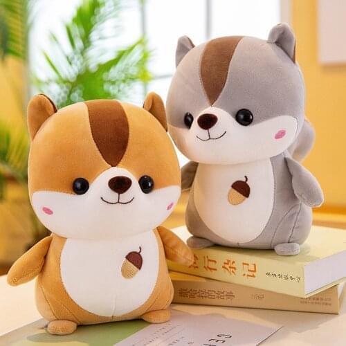 14/25cm Plush Squirrel Doll Toy Kids Sleeping Back Cushion Cute Stuffed Hamster Baby Accompany Doll Xmas Gift