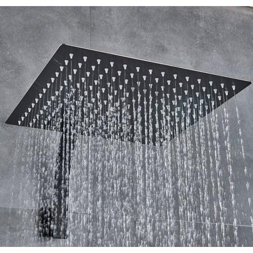 Black Shower Head ORB Square Wall Mount Arm Brass Rainfall Shower Ultra-thin Shower Head Bracket Square Pipe