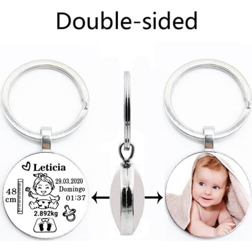 DIY baby keychain name newborn birth date weight height commemorative custom key ring new mom dad gift