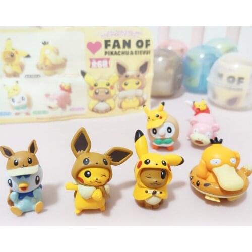 Takara Tomy Pokemon Pikachu Eevee Slowpoke Piplup Psyduck Rowlet Action Figure Pokemon Big Head Doll Elf Ball Children Toy Gifts