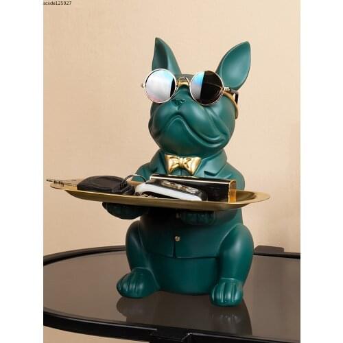 European Resin Bulldog Monkey Sculpture Storage Tray Cartoon Cute Animal Statue Fruit Tray Jewelry Storage Tray Home Decoration