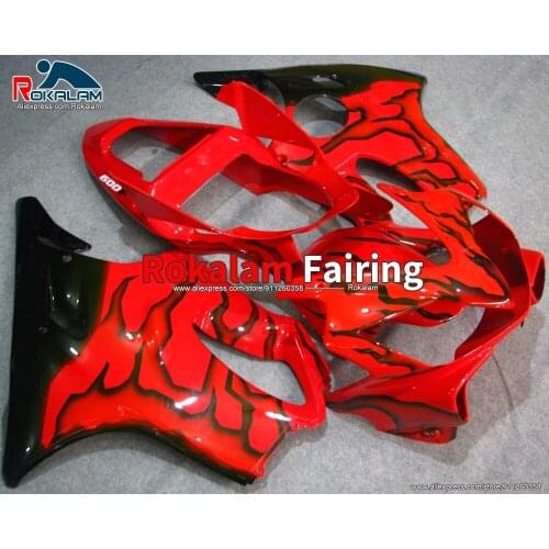 Hulls For Honda CBR600 F4i 2003 2002 CBR 600 F 4i 2001 Body Motorbike Black Red Flame Fairing Kit (Injection Molding)