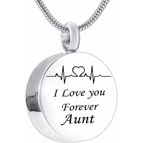 Round Cremation Urn Pendant Jewelry Engraved Necklace with Funnel Filler Kit Ashes Keepsake Memorial Papa Mama Aunt Uncle
