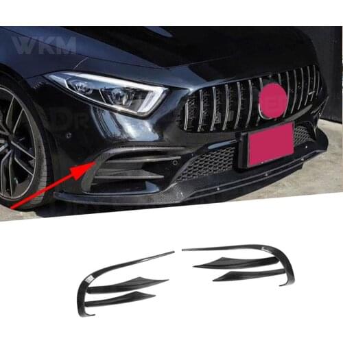 Carbon Fiber/FRP Front Bumper Fog Lamp Covers Trim for Mercedes Benz CLS Class C257 CLS260 300 350 2019UP Front Canards Fins Car