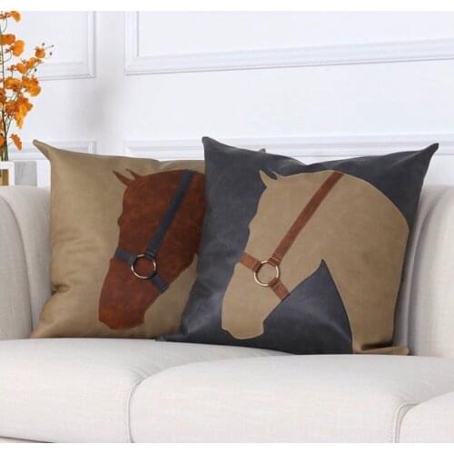 45x45cm light luxury horse cushion cover immitation leather waist pillowcase throw pillow cover for backrest