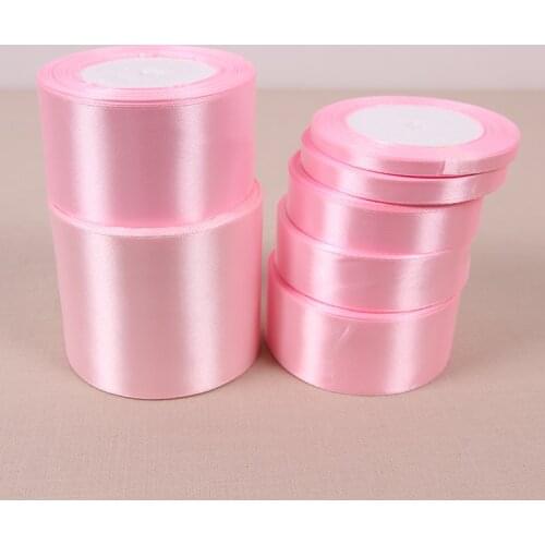 25 Yards/Roll 6-10-12-15-20-25-40-50mm Light Pink Satin Ribbons Christmas Halloween Wedding Birthday Party Gift Wrapping Ribbons