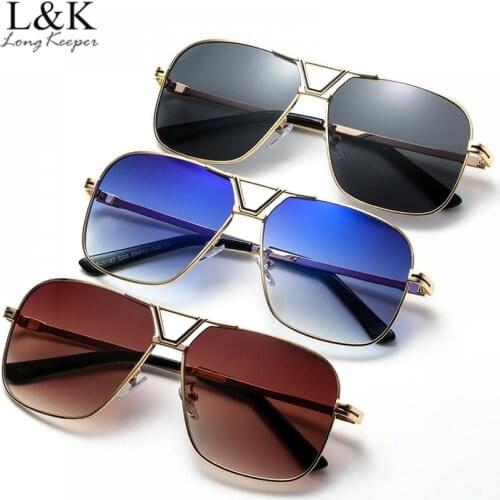 LongKeeper Square Pilot Sunglasses Men Driving 2020 Male Luxury Brand Sun Glasses Metal Frame UV400 Shades gafas de sol hombre