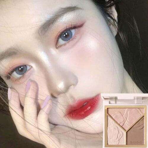 High-gloss trimming tray three-color Long-lasting matte multi-function brightening complexion matte nose shadow powder female
