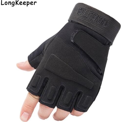 Fashion Adjustable Half Finger Tactical Gloves Motorcycle Cycling Gloves Men Non-Slip Fingerless Miltary Paintball Gloves